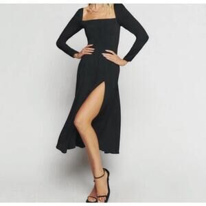 NEW Reformation Sigmund Black Midi Slit Dress Size 8 B2528